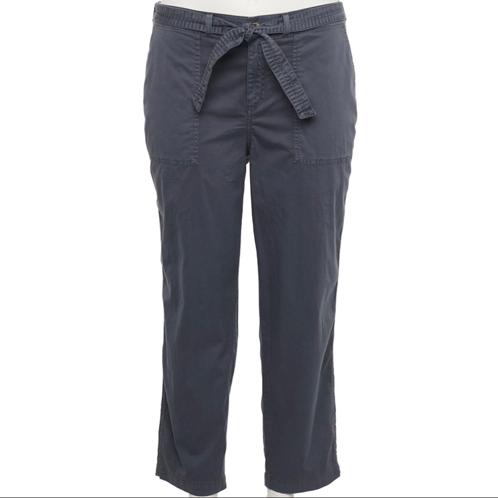NWT Sonoma Knot-Waist Ankle Pants Grey Size 4X